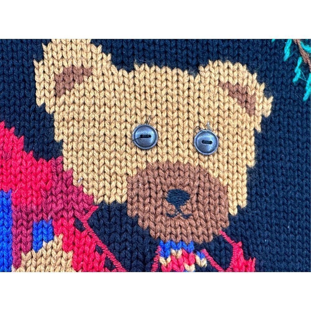 Preswick & Moore size L vintage Christmas Winter Teddy Bear Sweater - Picture 4 of 7
